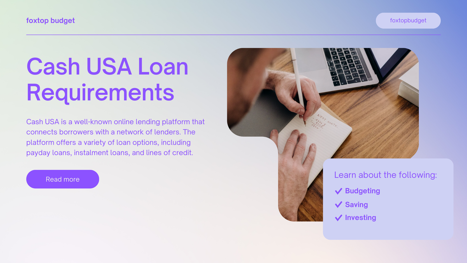 cash usa loan requirements